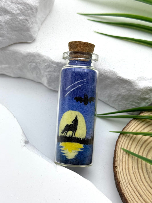 Moonlit Wolf and Bat